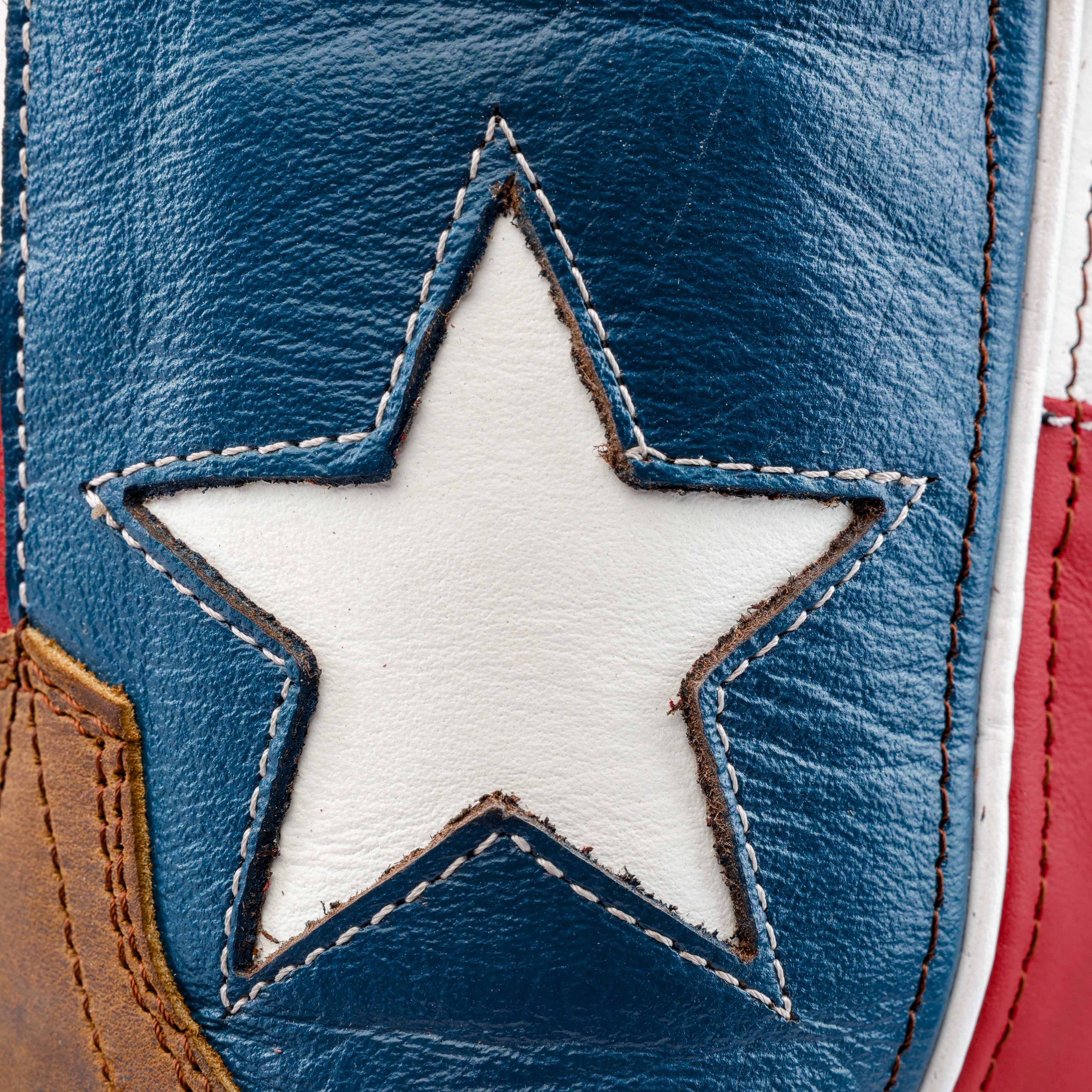 Distressed Brown “Whisky TEXAS Flag Leather Work Boots - Composite