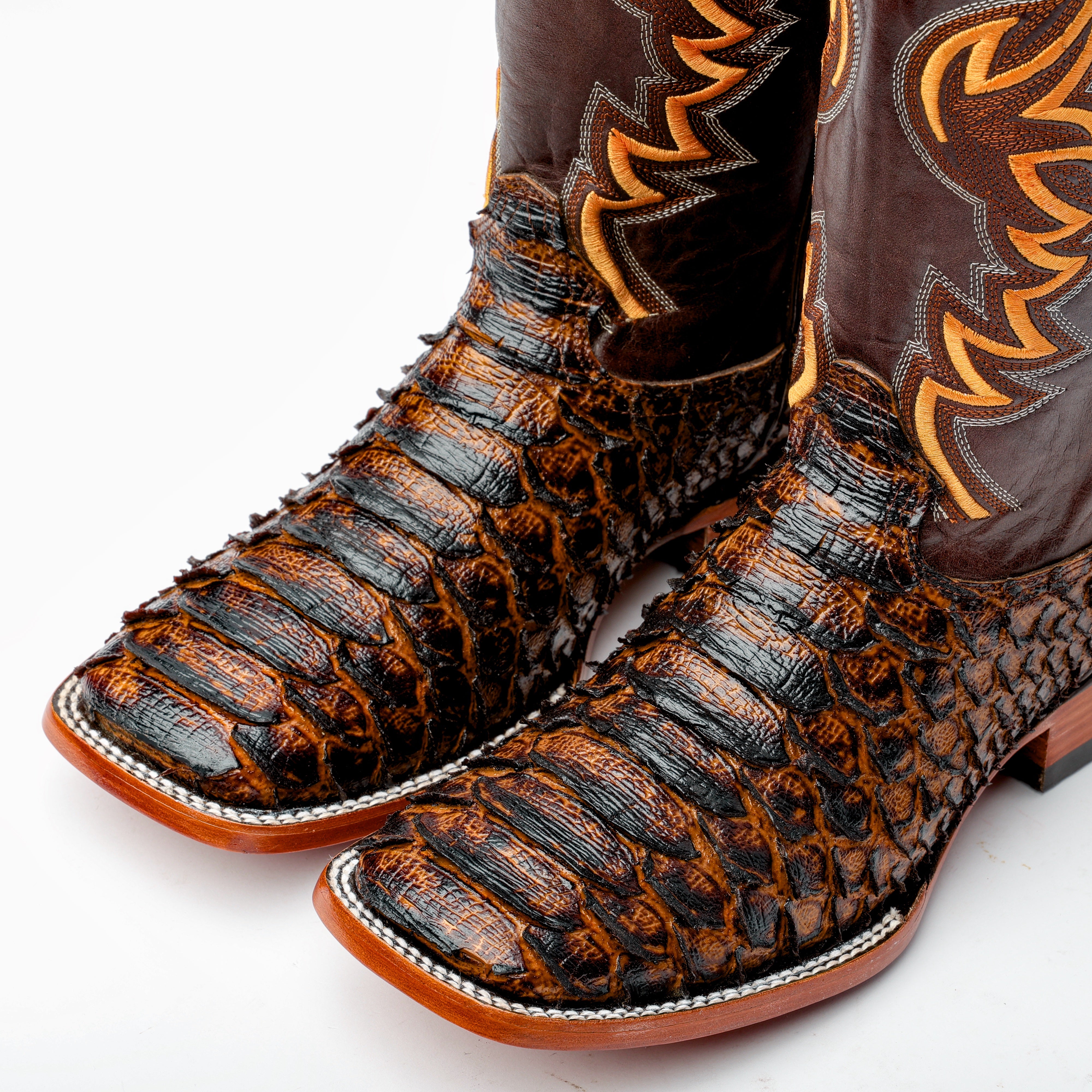 Honey Cognac Jumbo Python Leather Boots - Square Toe – Texas Boot