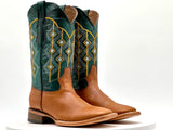 Men’s Orange Genuine Leather Boots With Green Shaft