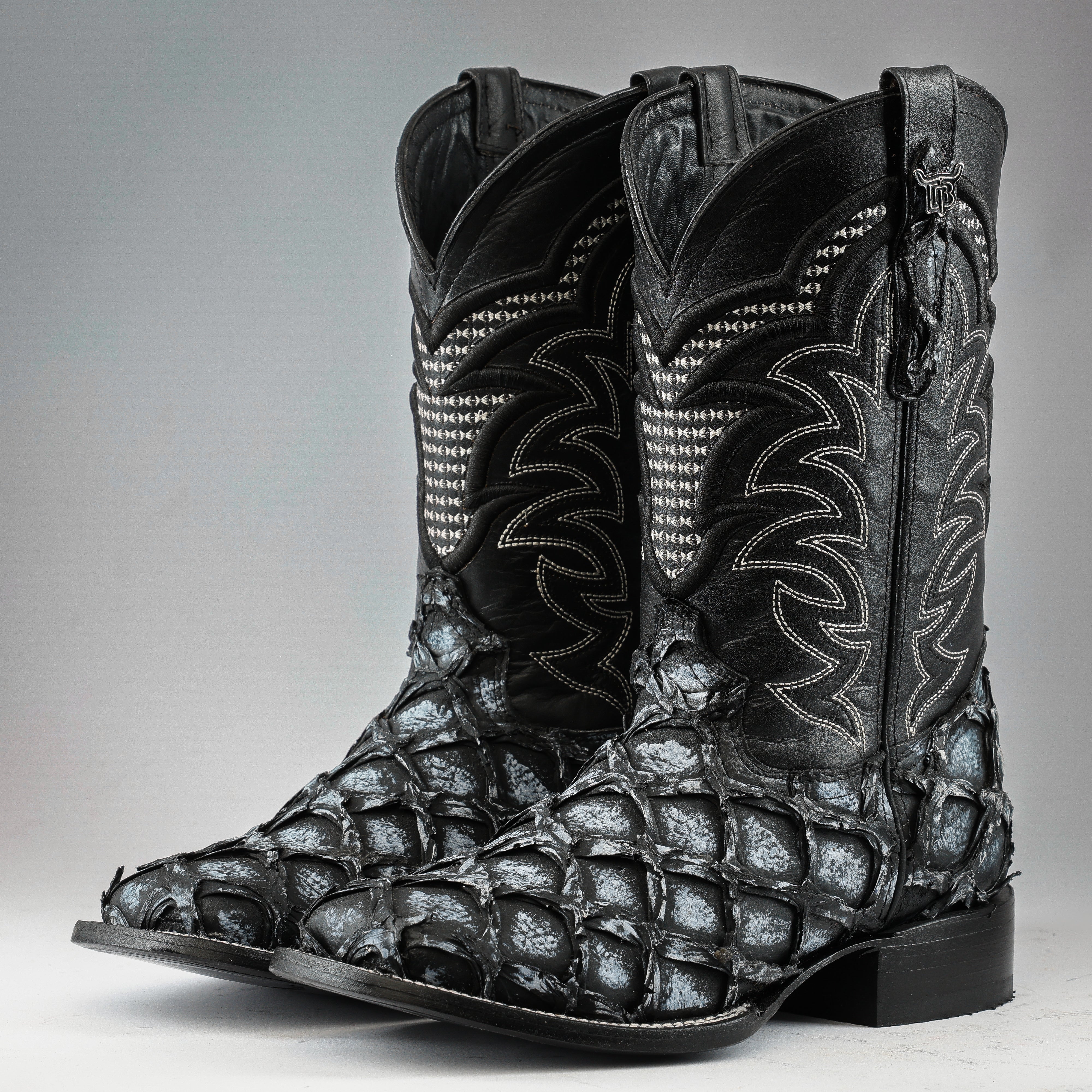 Rustic Grey Jumbo Pirarucu Leather Boots - Square Toe – Texas Boot