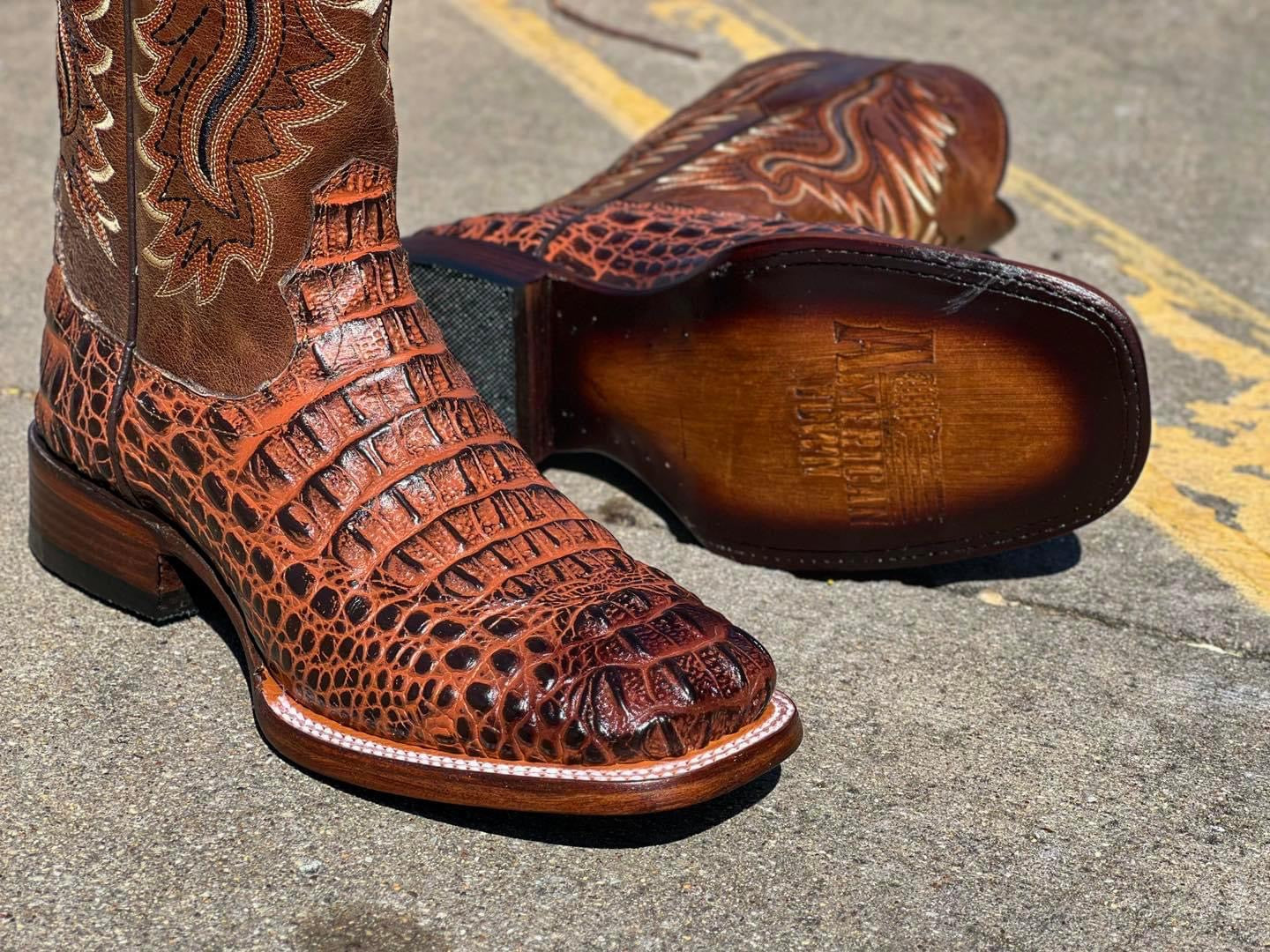 Men s Cognac Crocodile Leather Boots With Light Brown Shaft Texas Boot Ranch