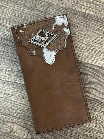 Cowhide /Rooster Concho Brown Long Leather Wallet