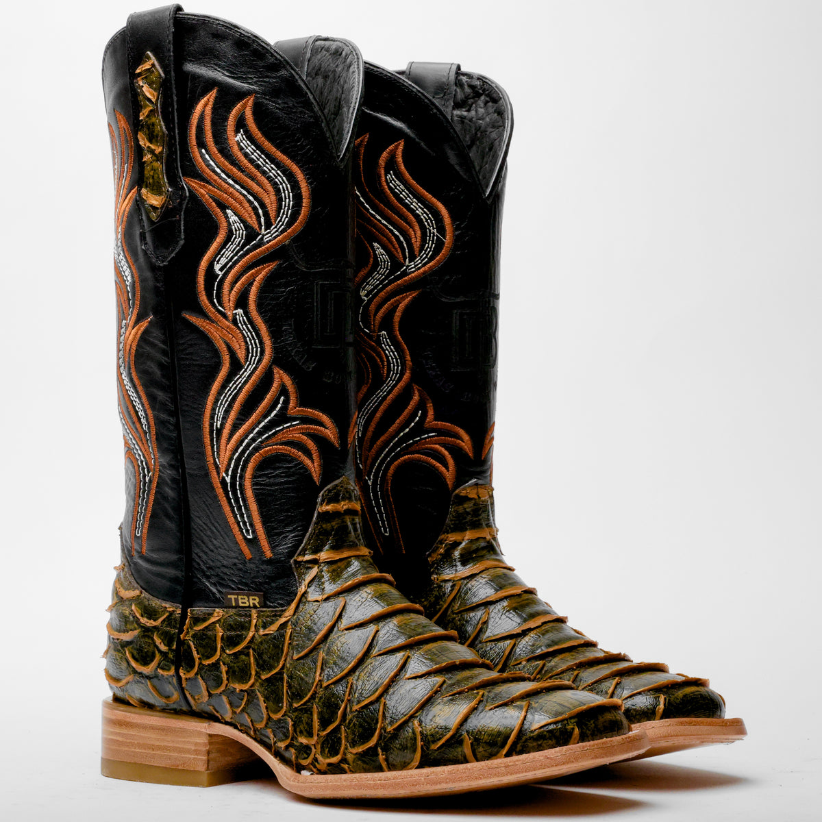 Rustic Honey Jumbo Python Leather Boots - Square Toe – Texas Boot Ranch