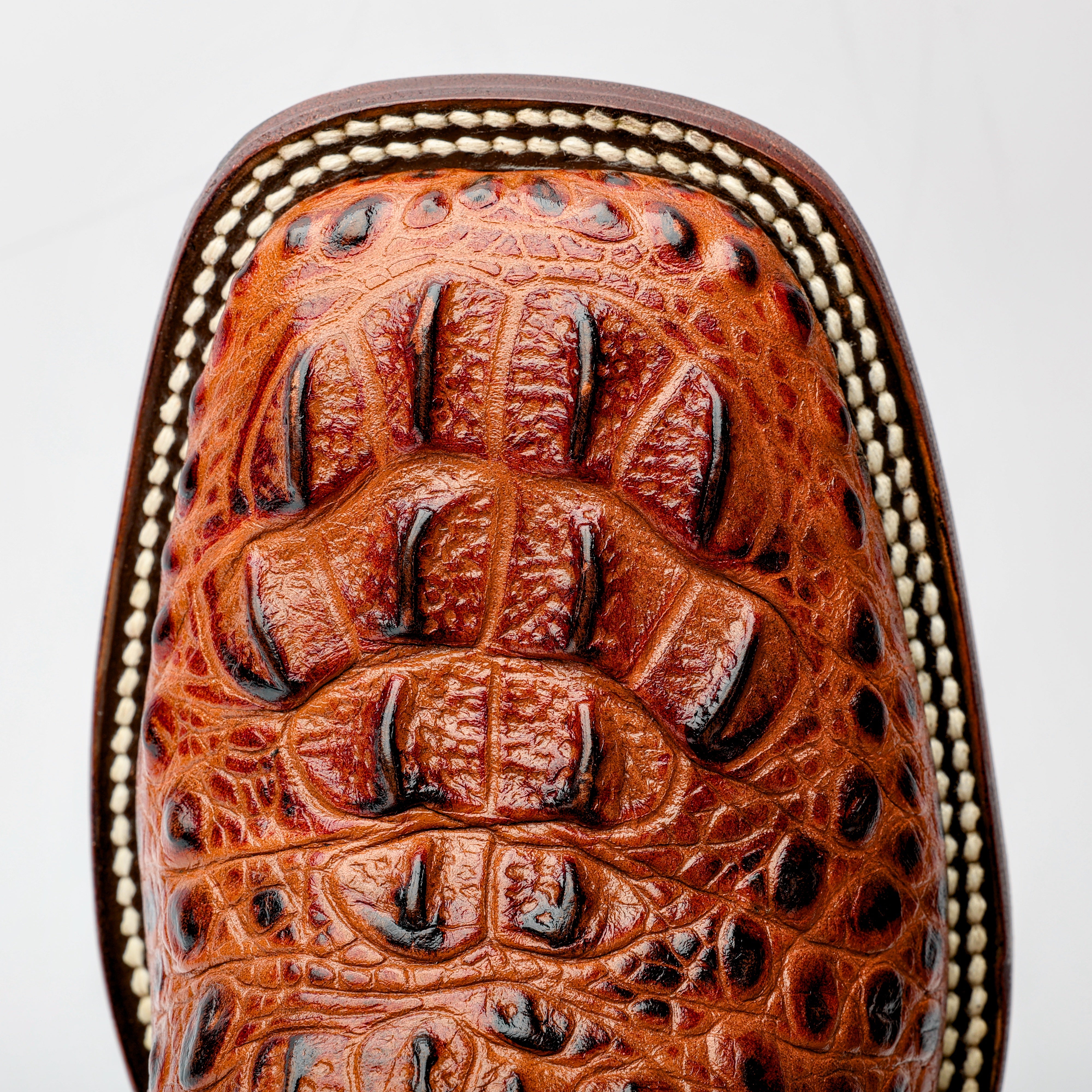 Cognac Caiman Neck Leather Boots - Square Toe – Texas Boot Ranch