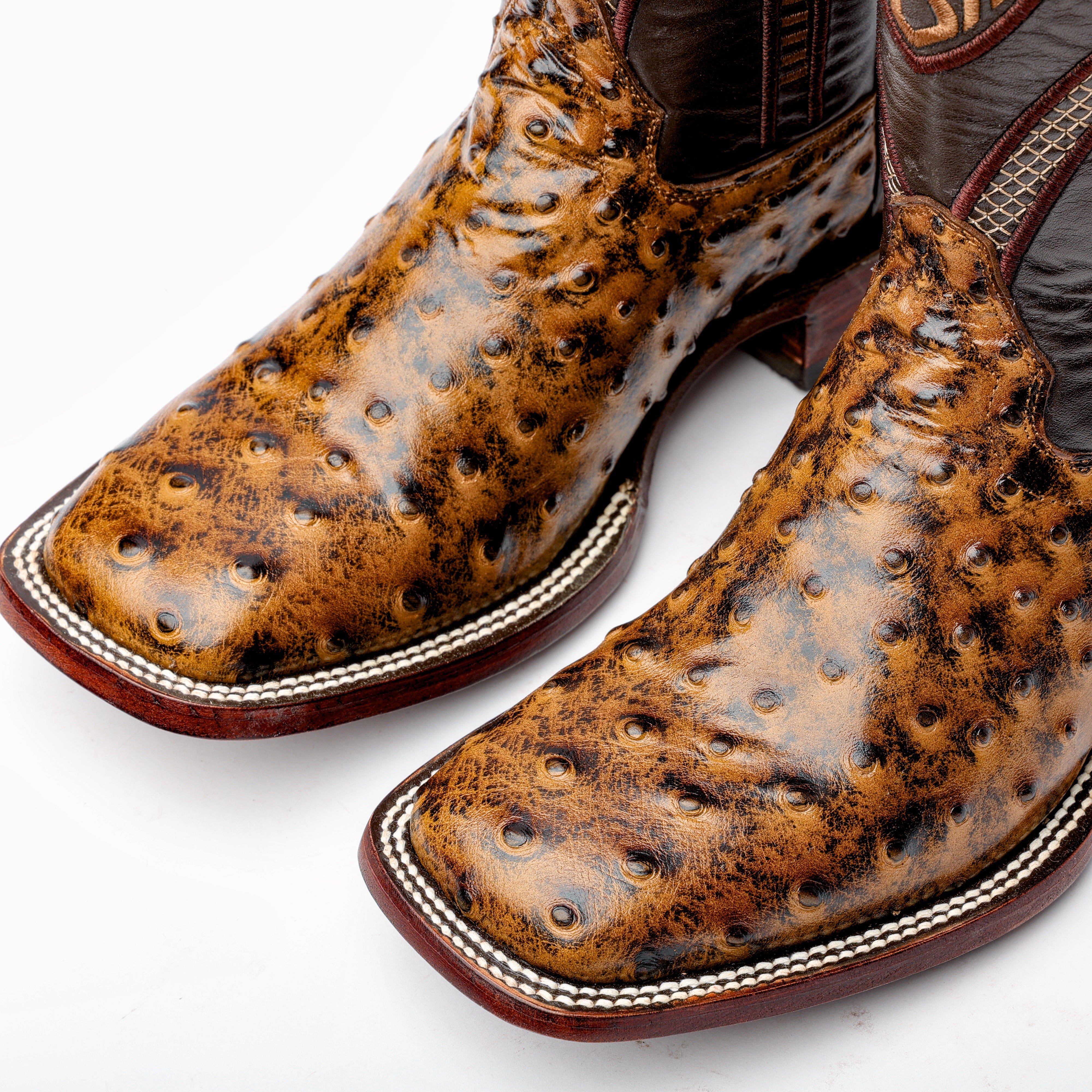 Honey Ostrich Leather Boots - Square Toe – Texas Boot Ranch
