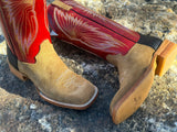 Men’s Honey Rough-Out Leather Boots With Wine Shaft