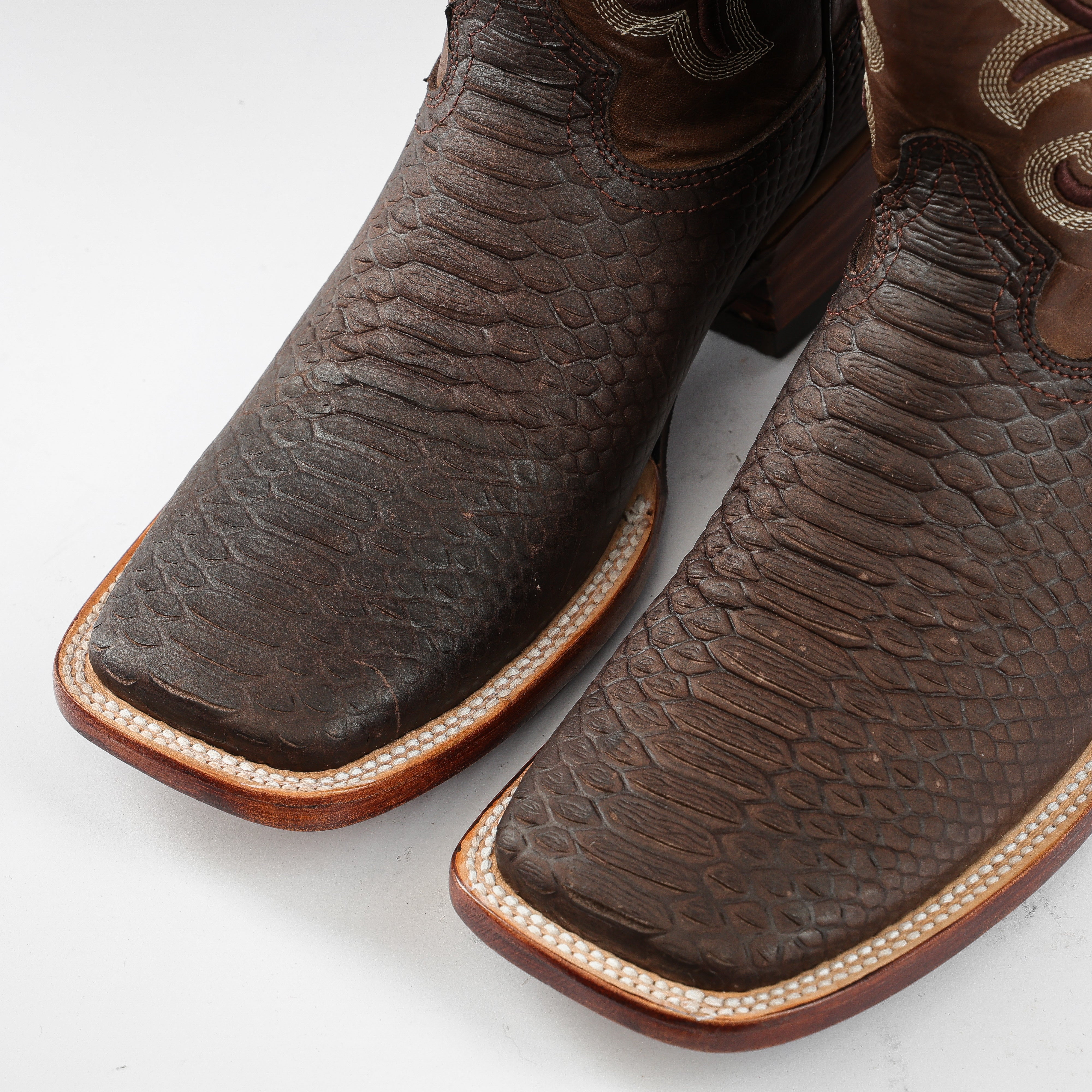 靴 Squaretoe Leather Sabot 38 Matte Brown Python Leather Boots - Square Toe – Texas Boot Ranch