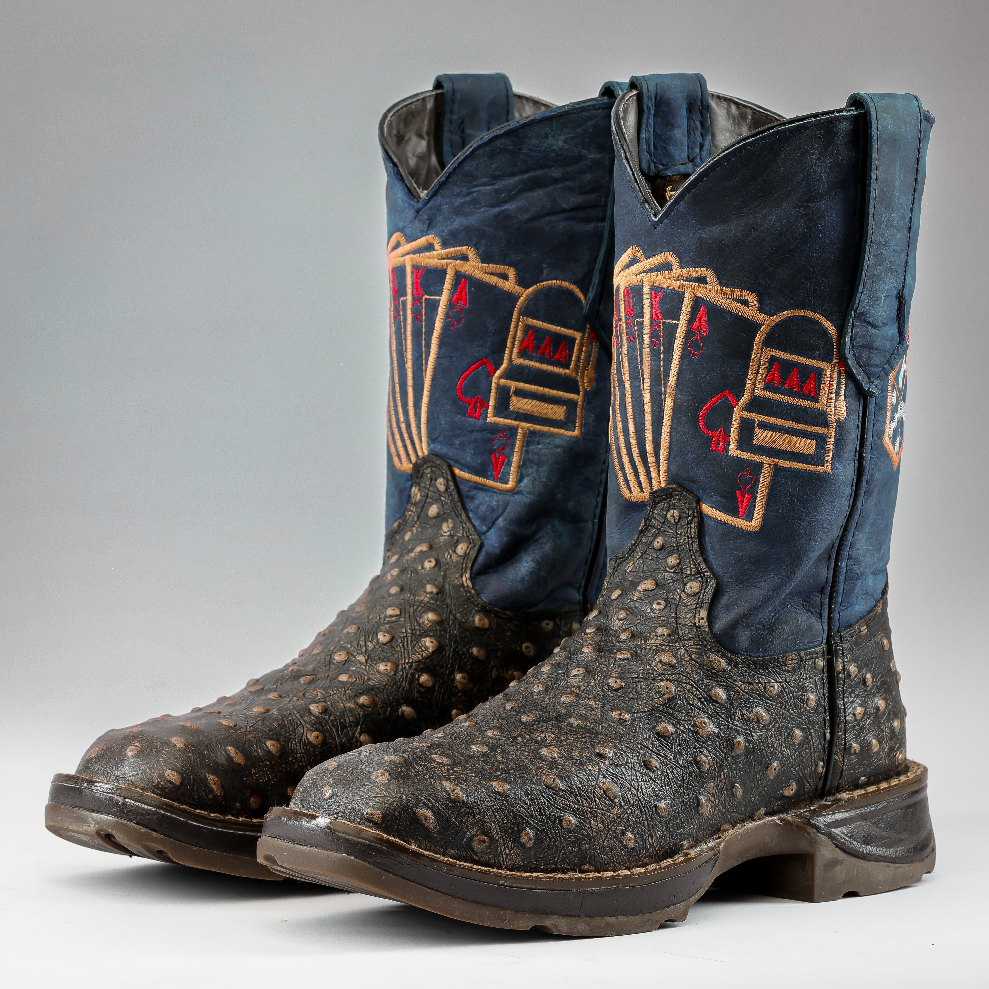 Rustic Brown Ostrich Leather Boots With 3D Lightweight Sole