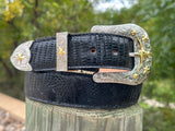Black Lizard Leather Belt