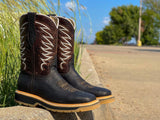 Men’s Brown Bull Neck Leather Work Boots- No Steel Toe