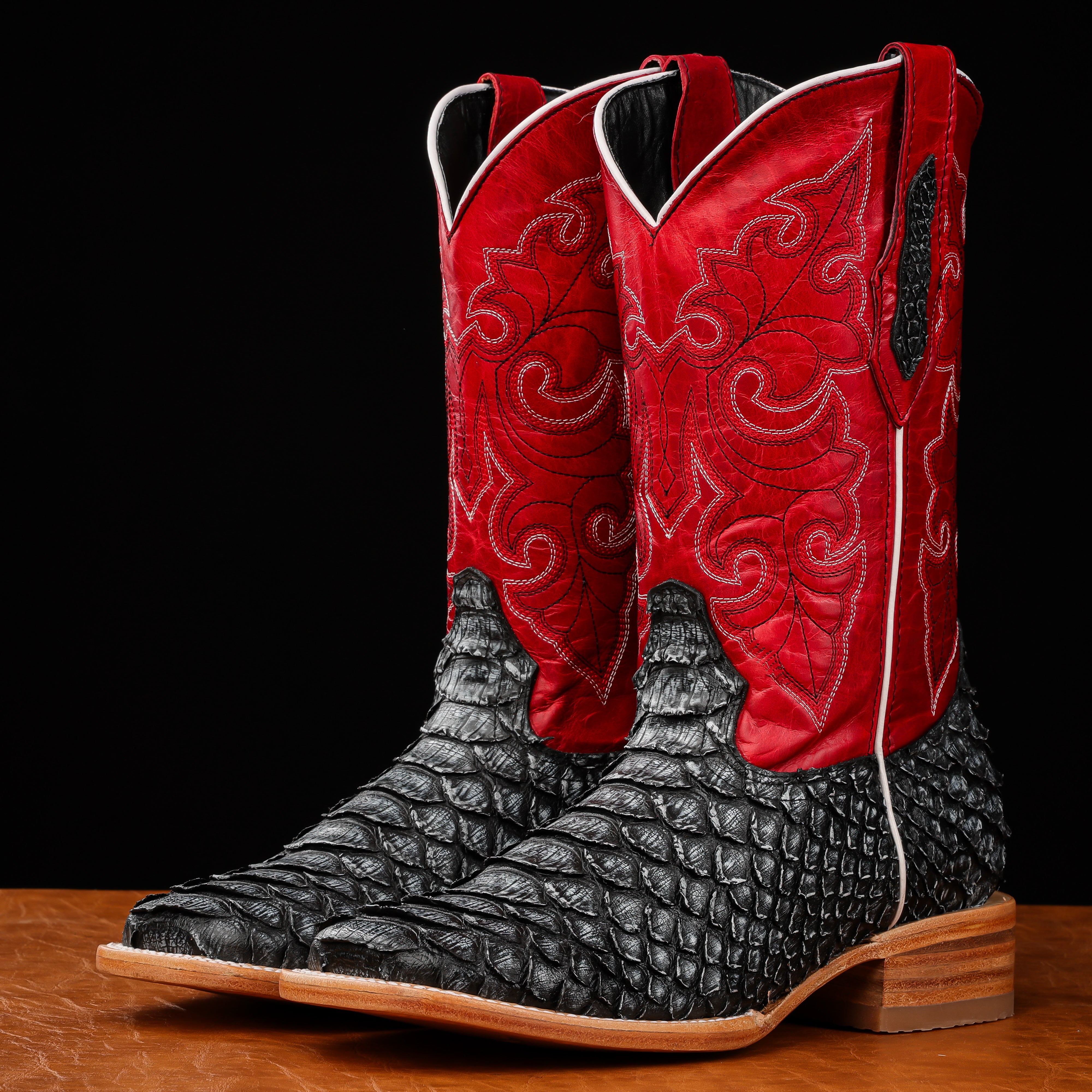 Rustic Grey Jumbo Python Leather Boots - Square Toe – Texas Boot Ranch