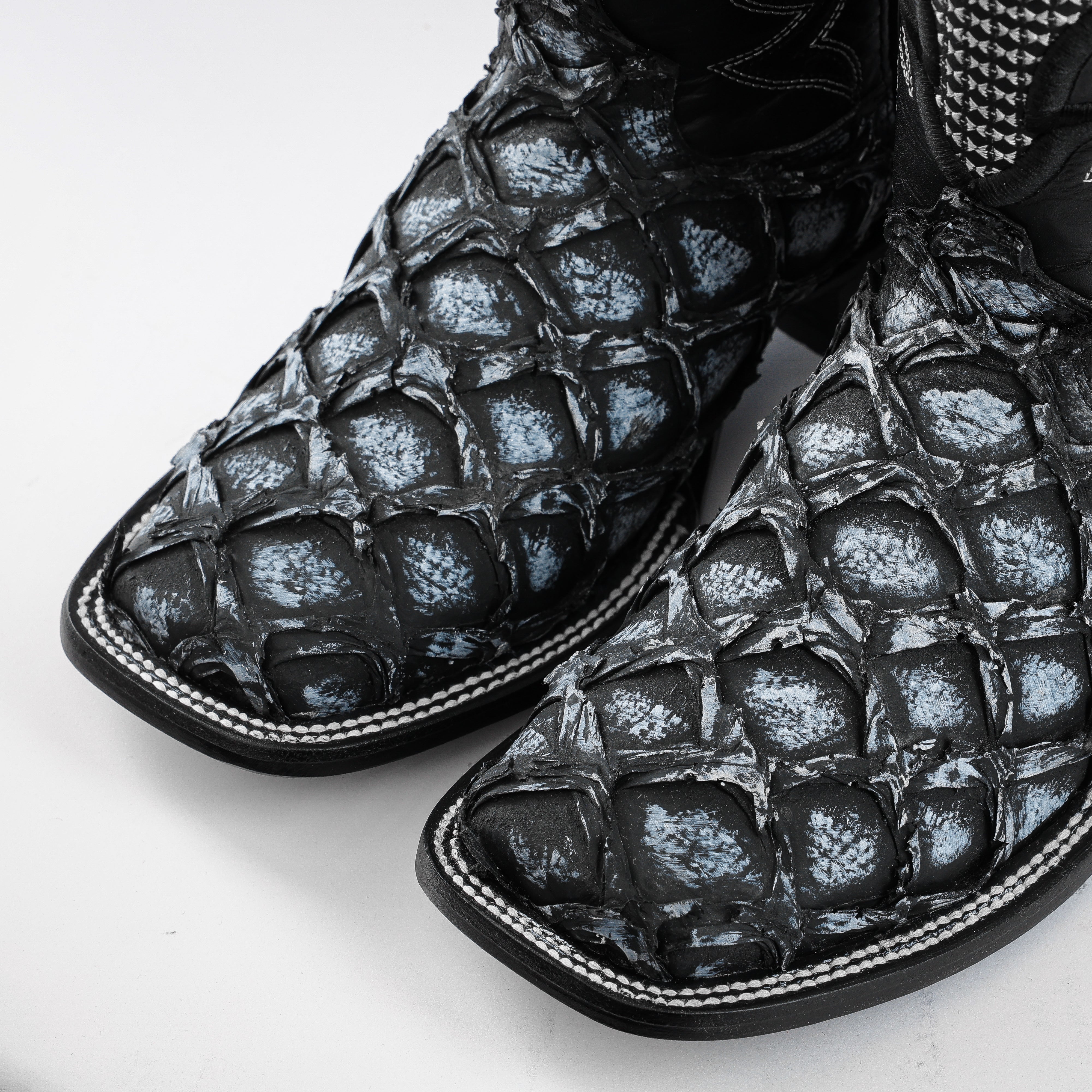 Rustic Grey Jumbo Pirarucu Leather Boots - Square Toe – Texas Boot