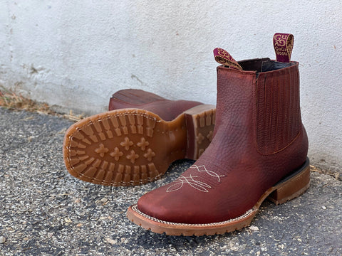 Men’s Burgundy Leather Ankle Boots With Tractor Soles
