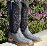 Mens Gray Python With Black Shaft Leather Boots