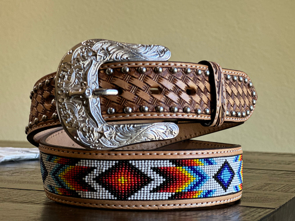 Handmade Tooled Leather Belts - Ropes and Rhinestones