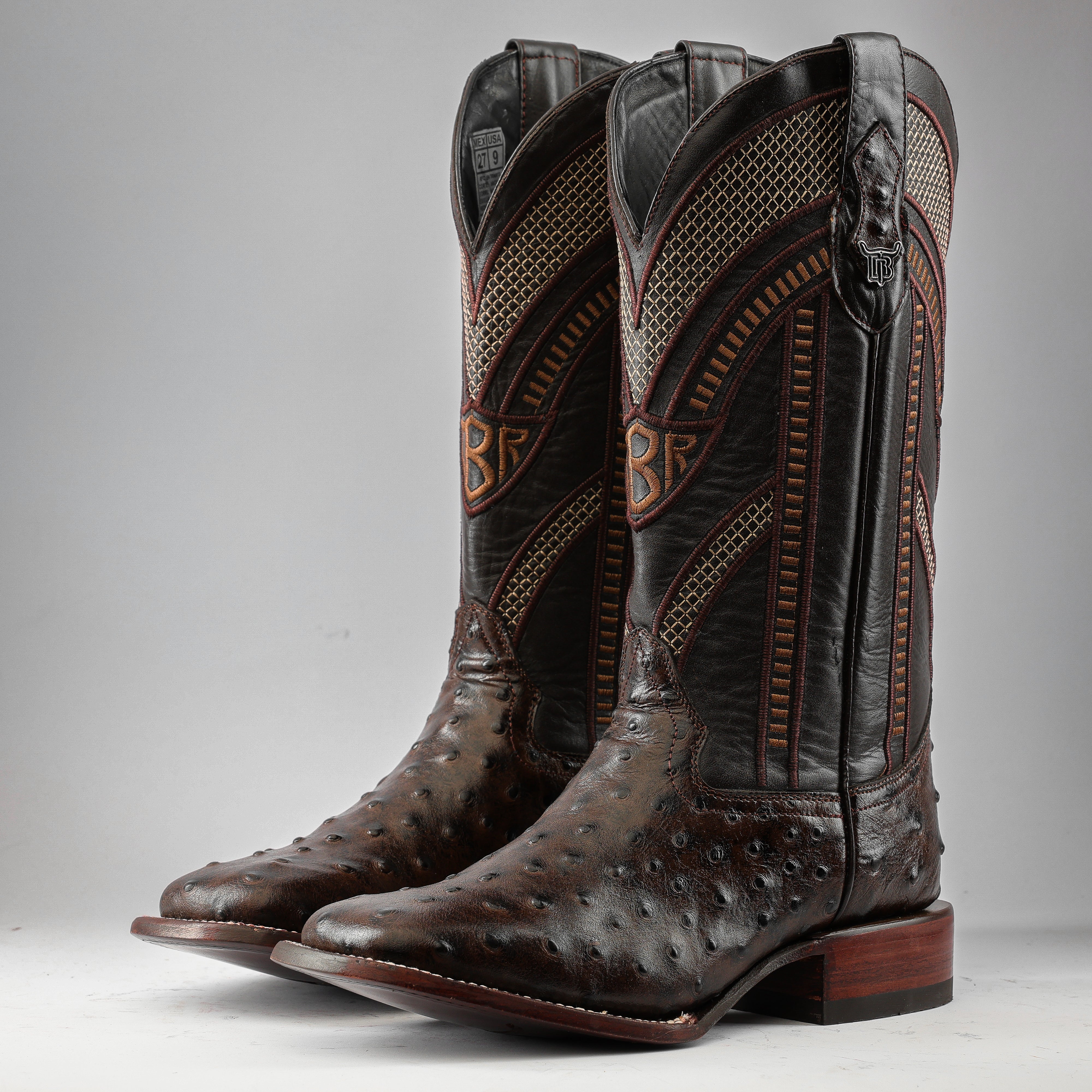 Chocolate Brown Ostrich Leather Boots - Square Toe – Texas Boot Ranch