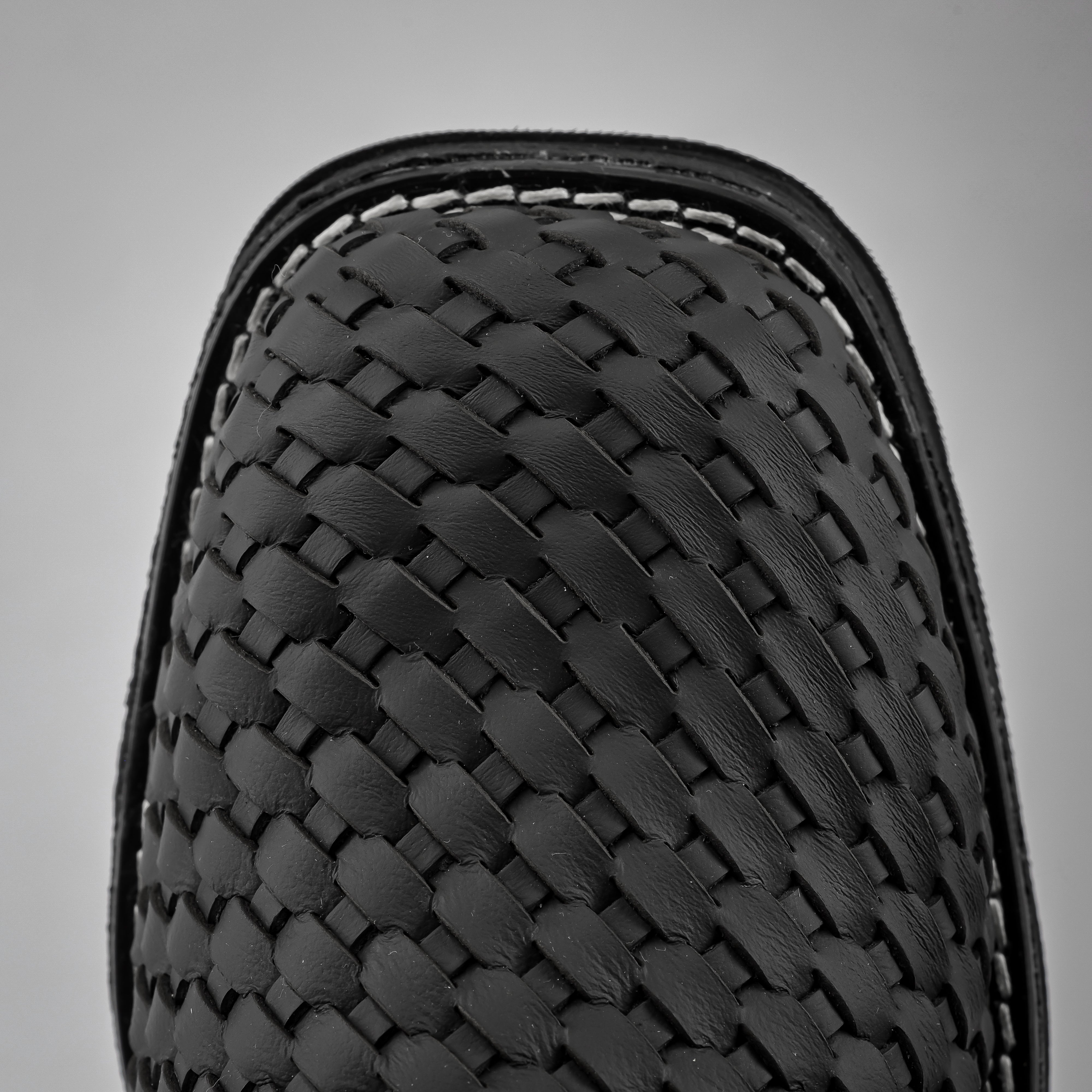 Black Basketweave Leather Boots With 3D Lightweight Sole - Square
