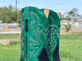 Men’s Black Bull Shoulder Boots With Green Shaft