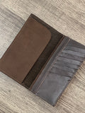 Cowhide Hair With Star Concho Brown Long Leather Wallet