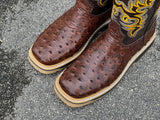 Men’s Brown Ostrich Leather Work Boots