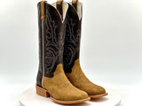Men’s Honey Rough-Out Leather Boots With Dark Brown Shaft