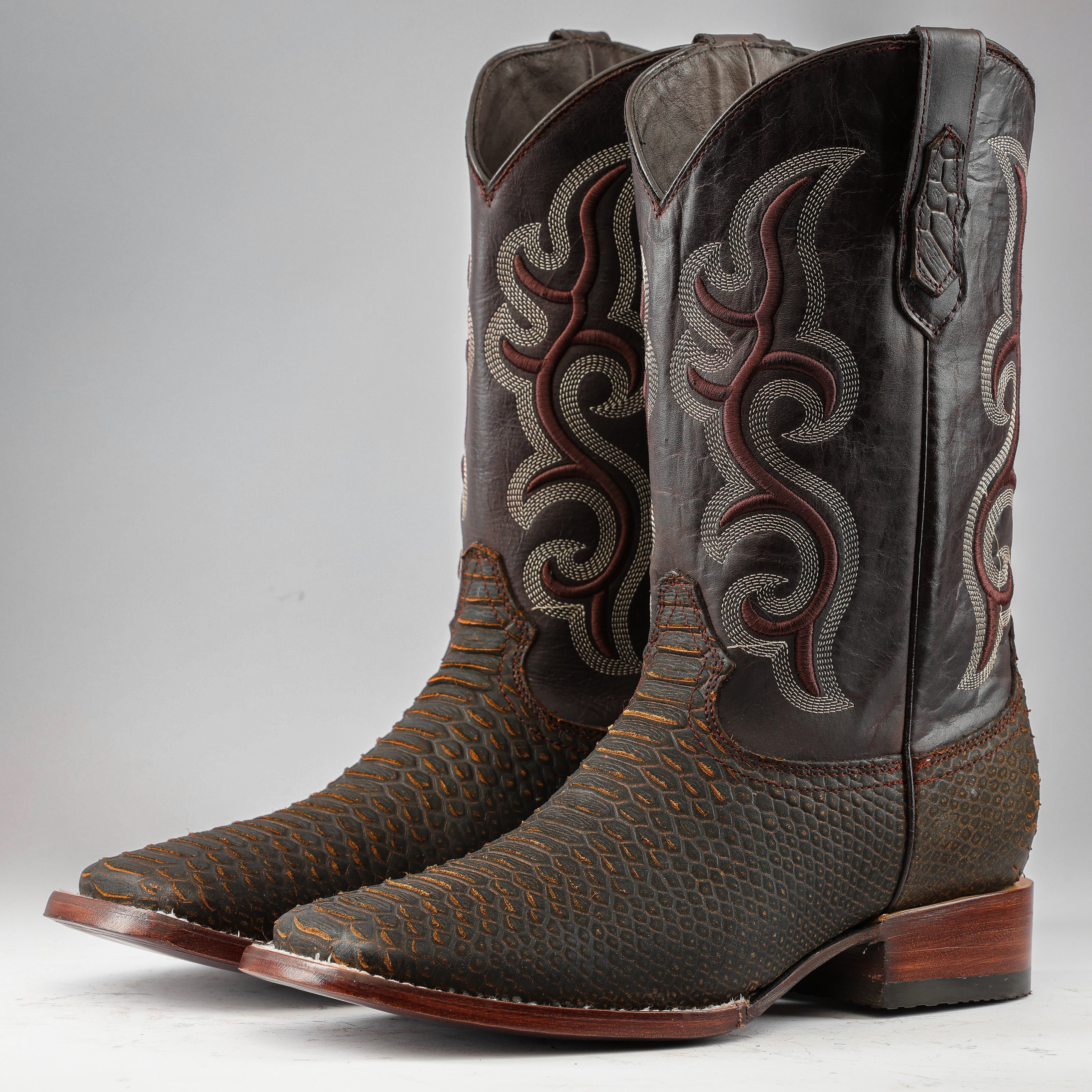 Matte Rustic Honey Python Leather Boots - Square Toe – Texas Boot