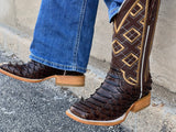Men’s Brown Python Leather Boots With Brown Shaft