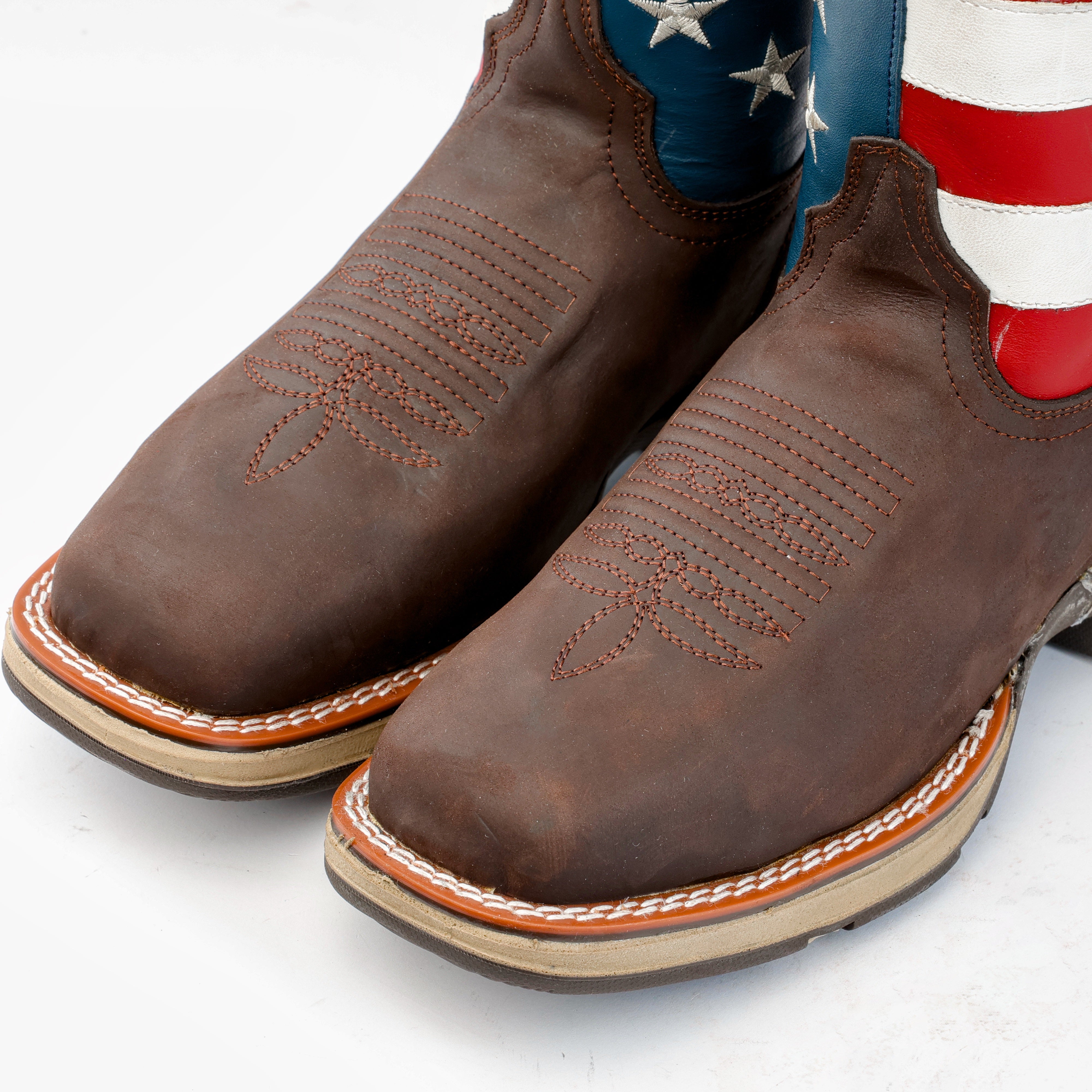 Brown USA Flag Leather Work Boots - Composite Toe – Texas Boot Ranch
