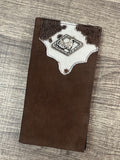 Cowhide Hair With Rooster Concho Dark Brown Long Leather Wallet