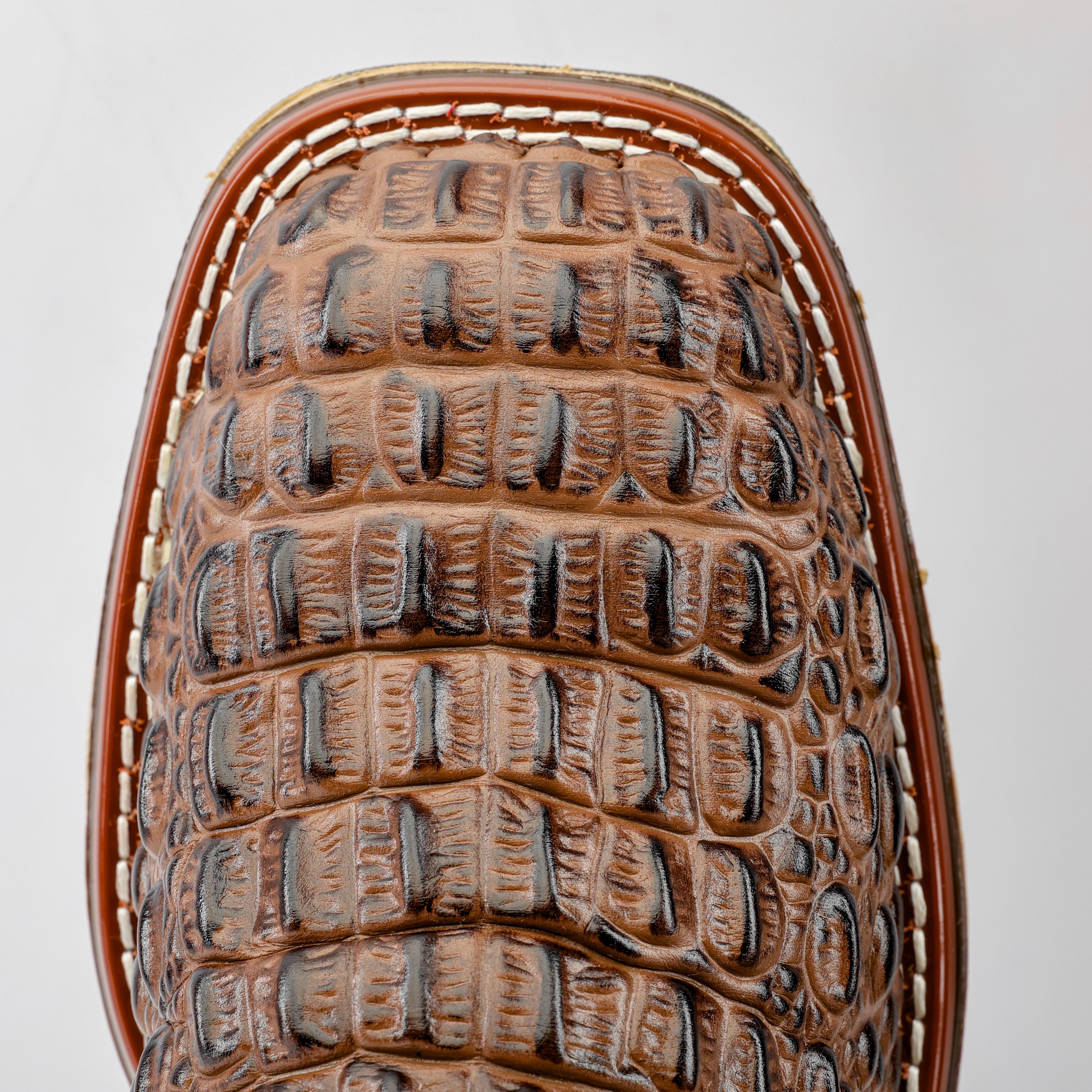 Brown Caiman Hornback Leather Boots With 3D Lightweight Sole