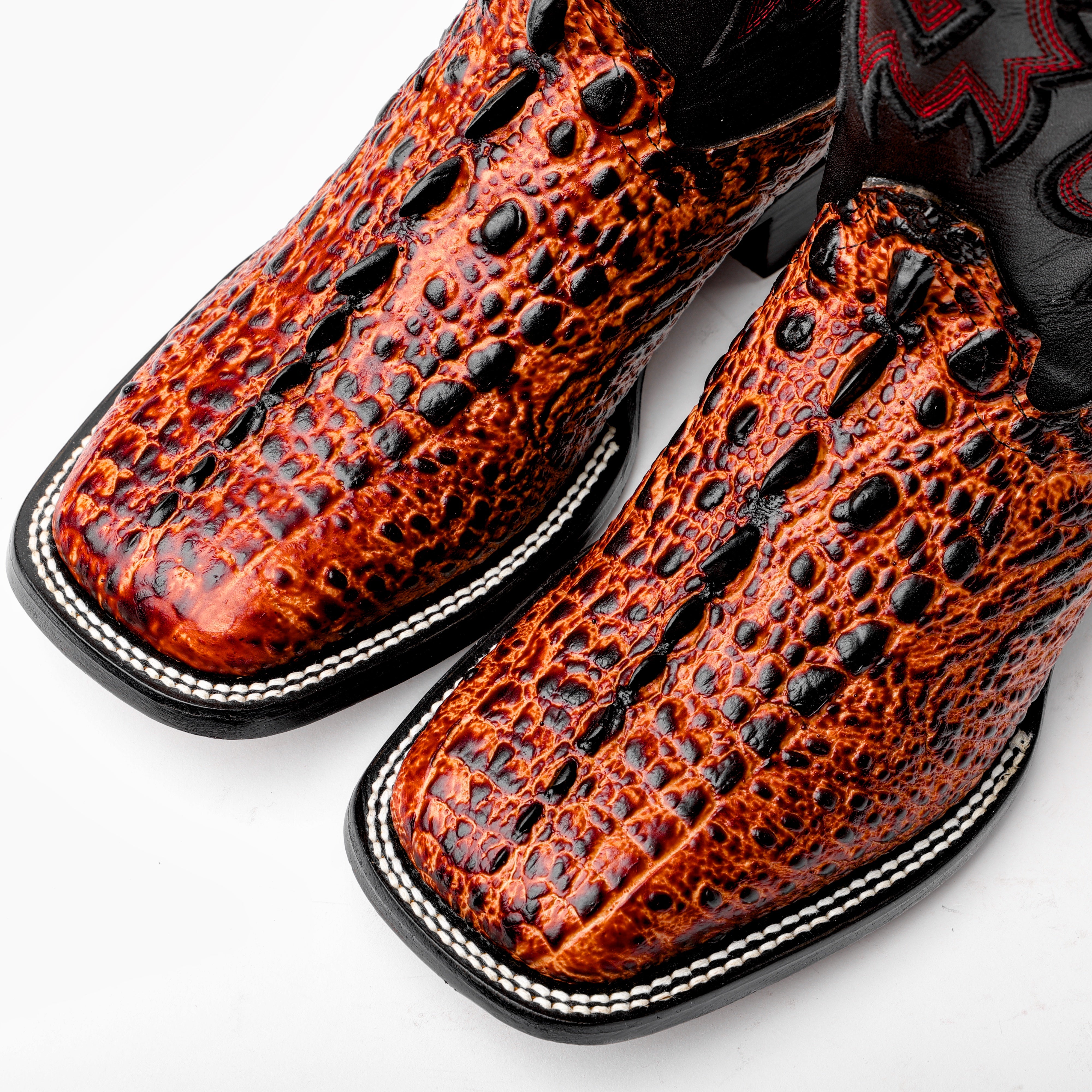 Cognac Snapping Turtle Print Leather Boots - Square Toe – Texas