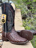 Men’s Brown Crocodile Horn-Back Leather Boots With Black Shaft