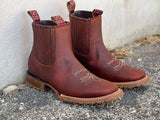 Men’s Burgundy Leather Ankle Boots With Tractor Soles