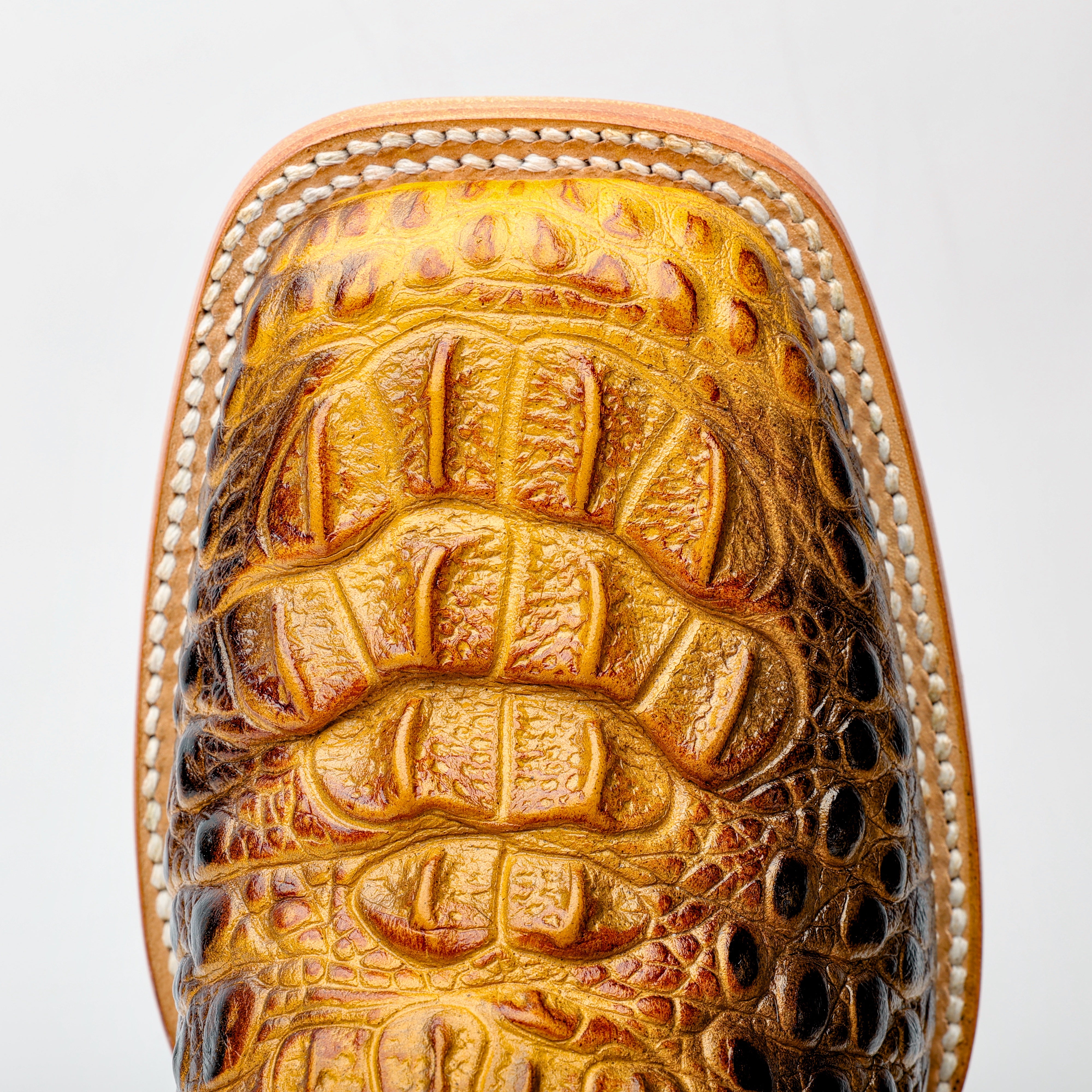 Two-Tone Caiman Neck Leather Boots - Square Toe – Texas Boot Ranch