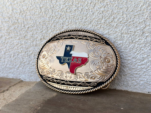 Texas Black and Gold Plated Buckle