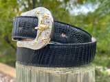 Black Lizard Leather Belt