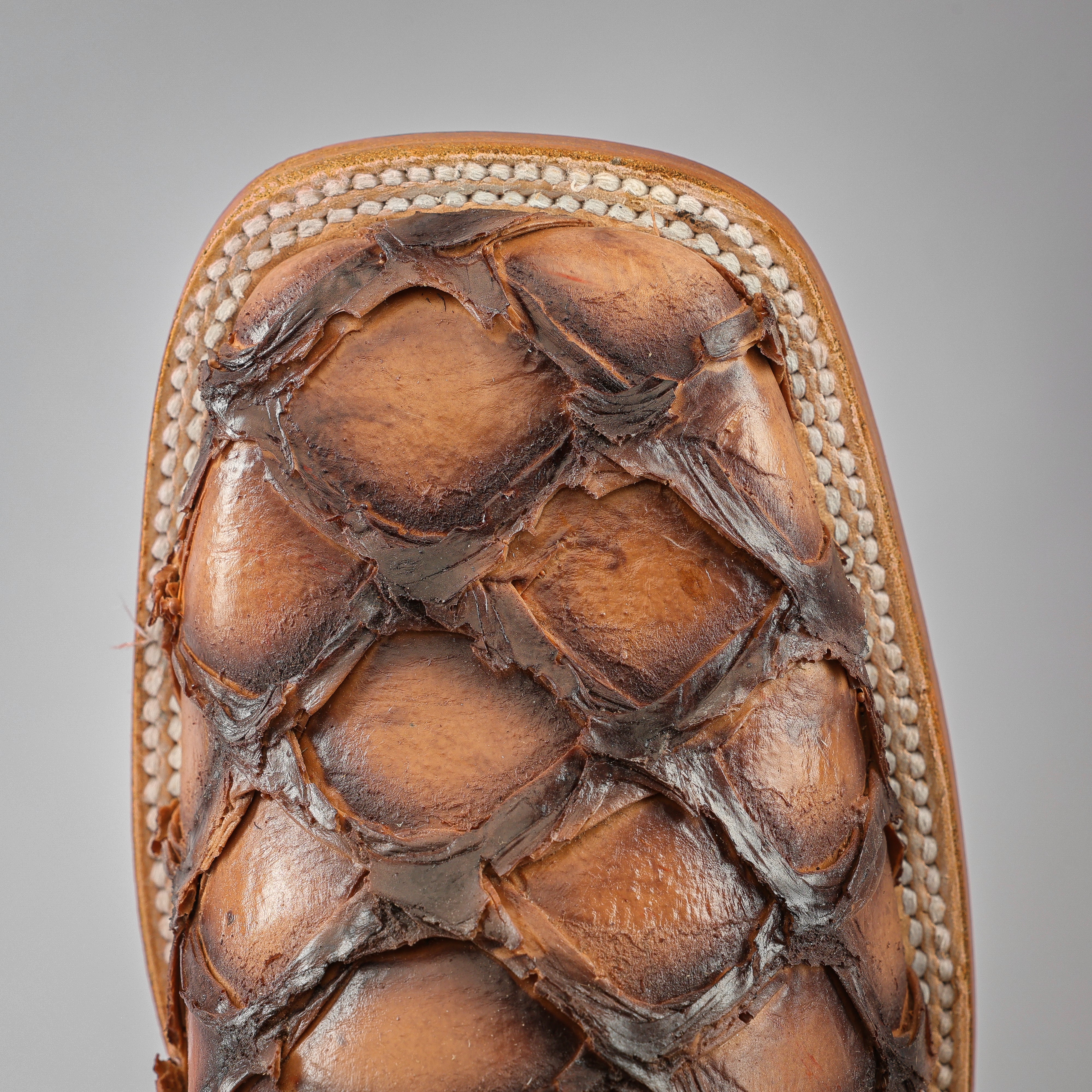 Cognac Jumbo Pirarucu Leather Boots - Square Toe – Texas Boot Ranch