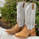 Men’s Butter Ostrich Leather Boots With Pearl Shaft