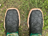 Men’s Matte Black Pirarucu Leather Boots With Green Shaft