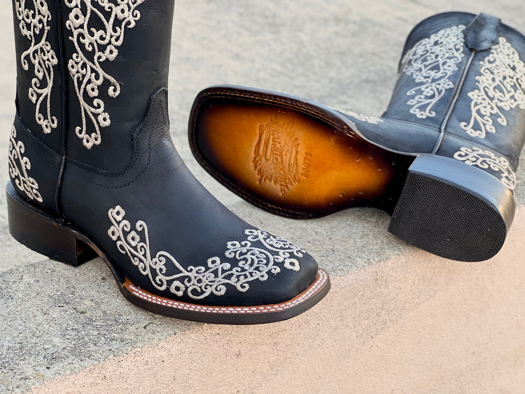 Womens black 2025 square toe boots