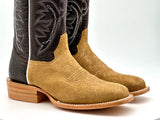 Men’s Honey Rough-Out Leather Boots With Dark Brown Shaft