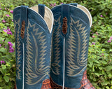 Men’s Manglar Crocodile Leather Boots With Navy Blue Shaft