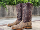 Men’s Jumbo Python Leather Boots With Brown Shaft