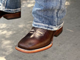 Men’s Brown Genuine Leather Boots With Blue Shaft