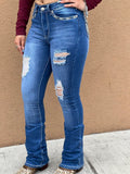 Women’s HY- 402 Blue With White Flower Jeans