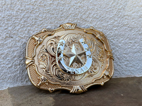 Silver Texas Star Gold Plated Buckle