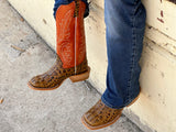 Men’s Honey Crocodile Leather Boots With Orange Shaft