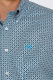 Men’s Cinch Blue Geo Print Long Sleeve Button Down Shirt