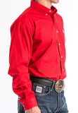 Men’s Cinch Solid Red Long Sleeve Button Down Shirt