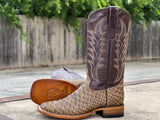 Men’s Jumbo Python Leather Boots With Brown Shaft